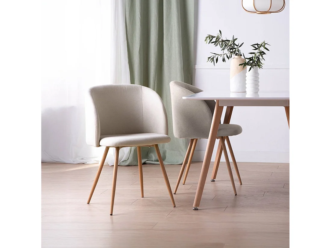 Chaise de salle à manger en tissu beige 54x82 cm-Scot