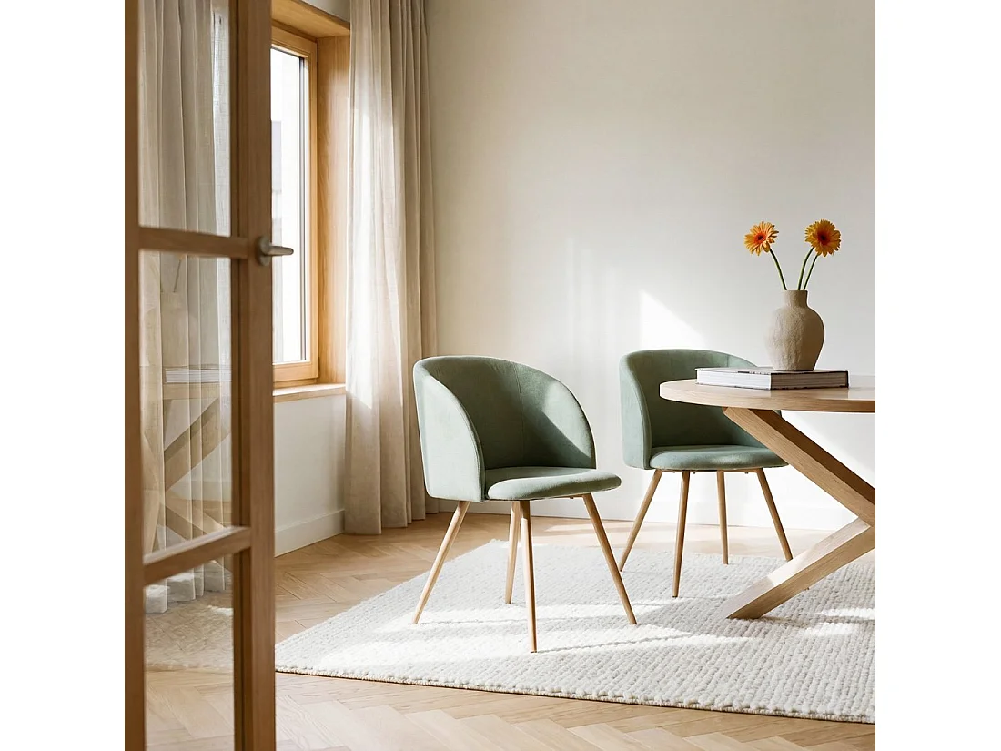 Chaise de salle à manger en tissu vert 54x82 cm-Scot