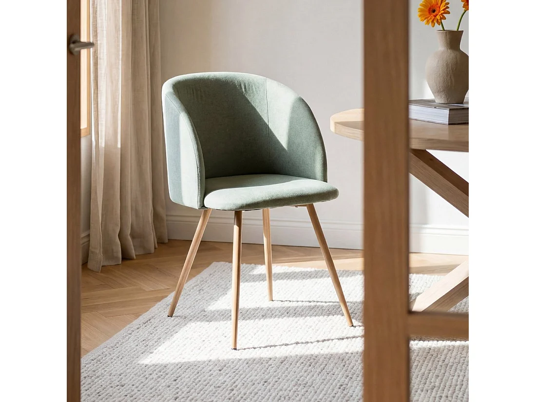 Chaise de salle à manger en tissu vert 54x82 cm-Scot