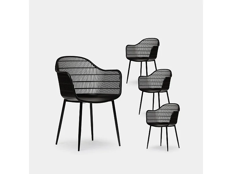 Packs 4 sillas Negro 62 x 86 cm