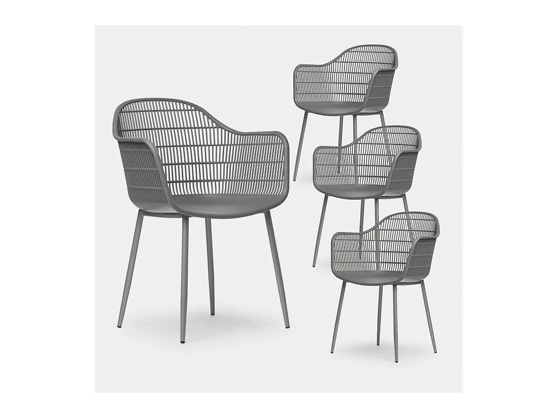 Chaise d'extérieur en plastique gris 62x85 cm-Soren