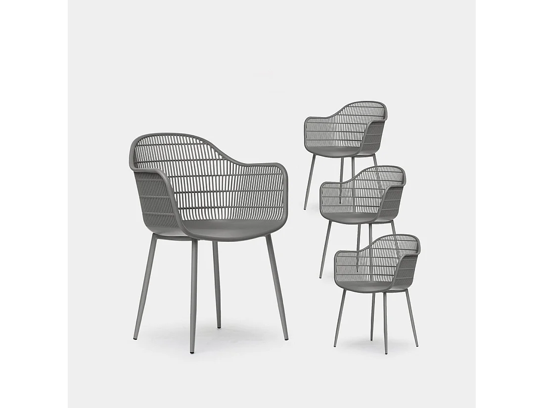 Chaise d'extérieur en plastique gris 62x85 cm-Soren