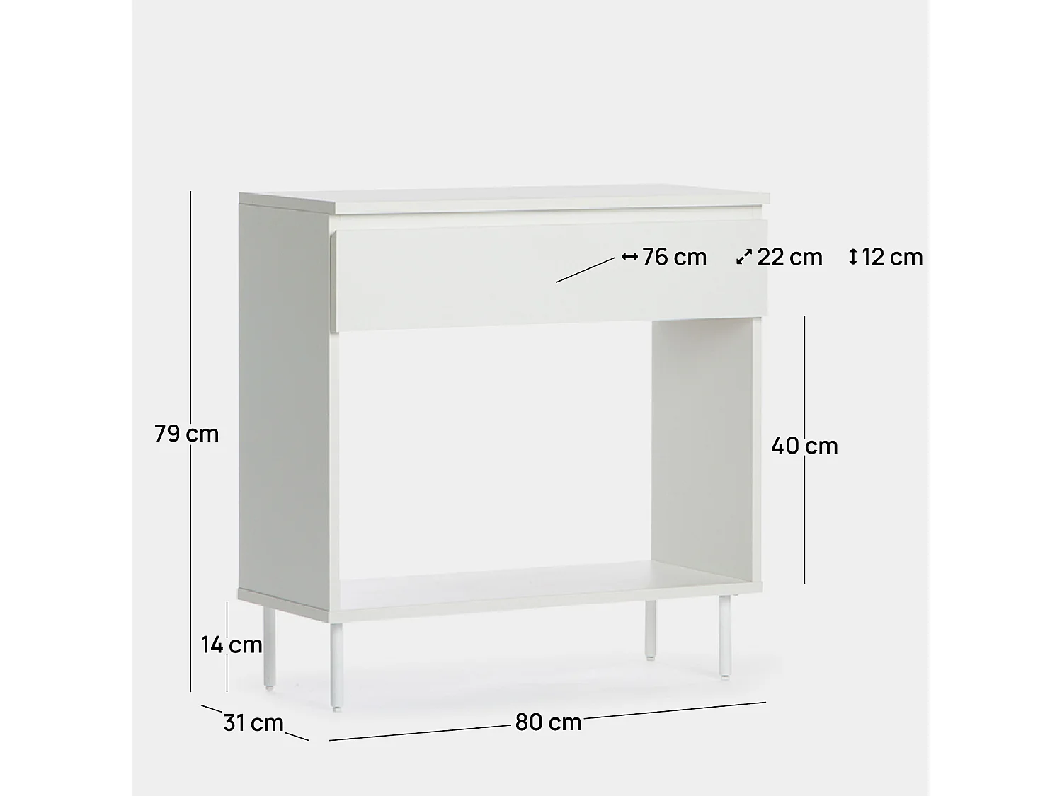 Meuble d'entrée en laqué blanc 80x79 cm-Esben