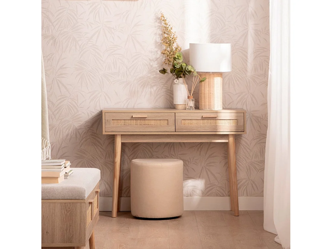 Meuble d'entrée en rotin naturel naturel 100x75 cm-Tahiti