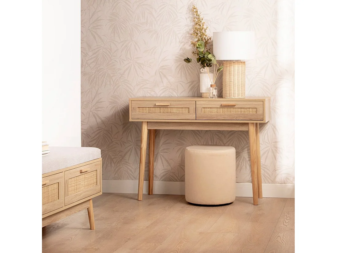 Meuble d'entrée en rotin naturel naturel 100x75 cm-Tahiti