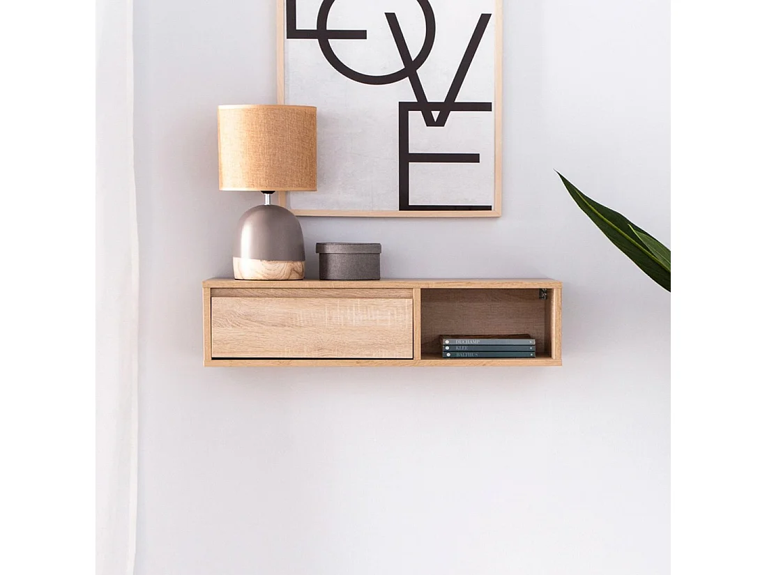 Mueble recibidor flotante de Madera Natural 20 x 80- Oslo