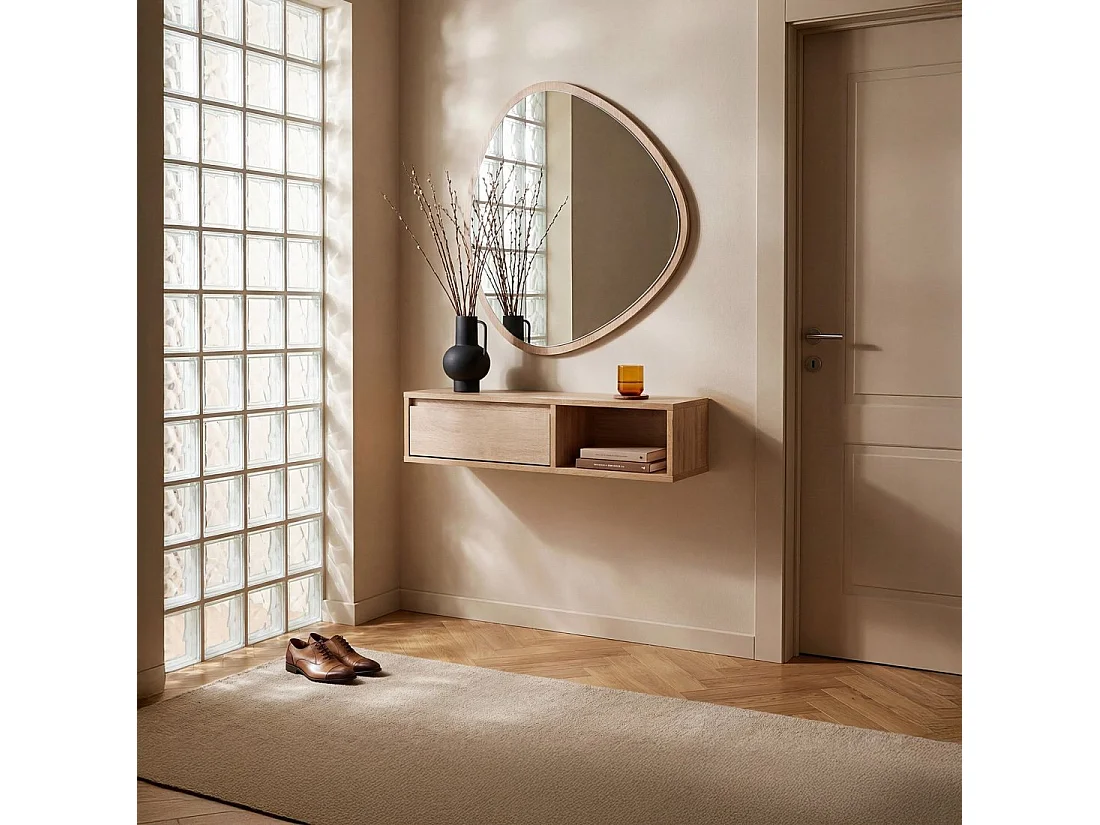 Meuble d'entrée flottant en bois naturel 80x20 cm-Oslo