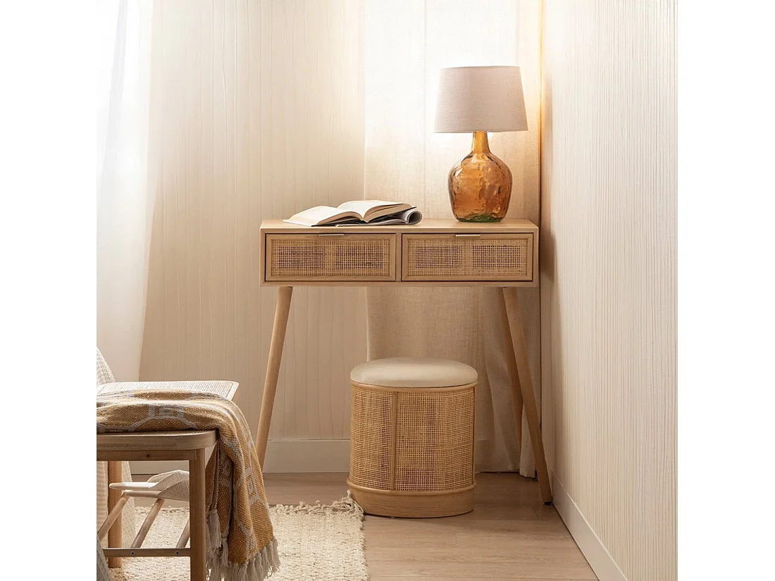 Meuble d'entrée en rotin naturel 86x80 cm-Kesa