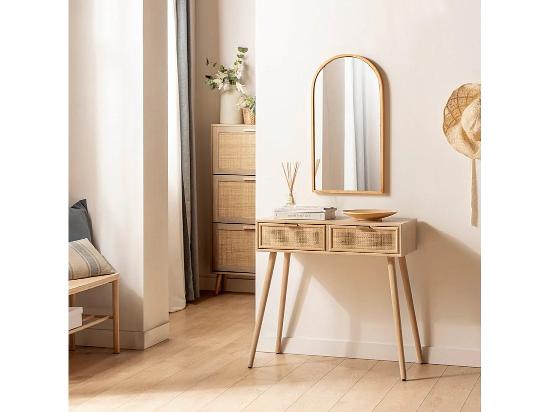 Meuble d'entrée en rotin naturel 86x80 cm-Kesa