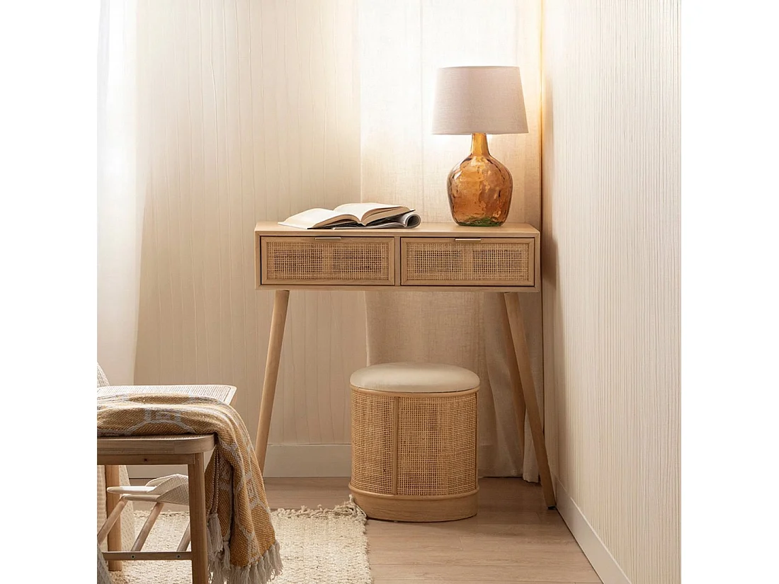 Meuble d'entrée en rotin naturel 86x80 cm-Kesa