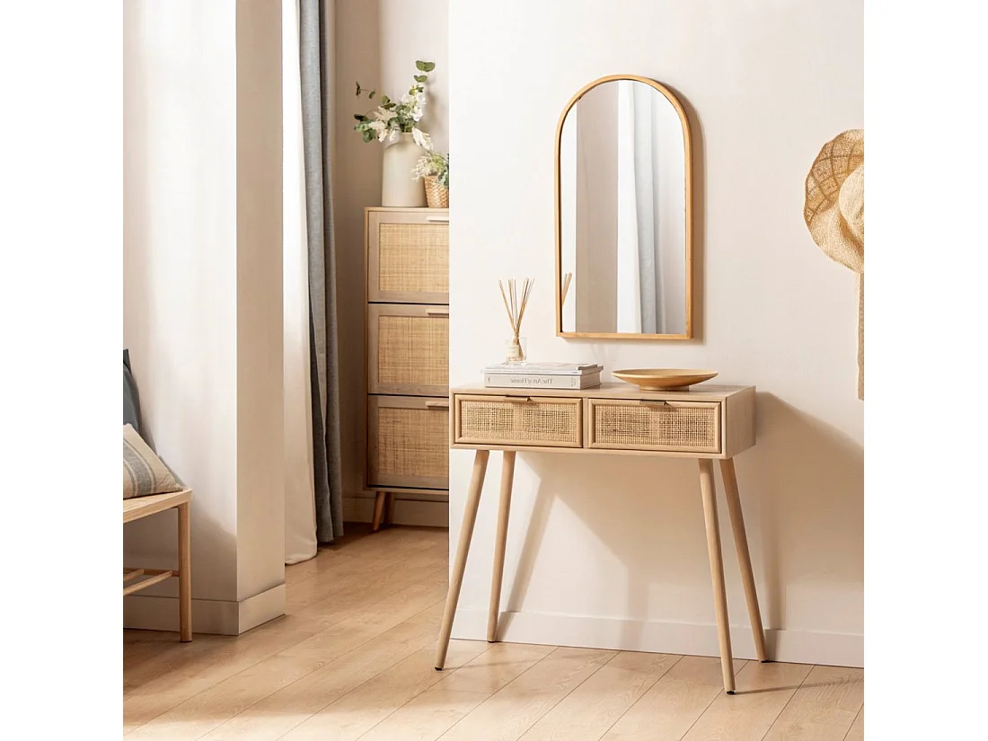 Meuble d'entrée en rotin naturel 86x80 cm-Kesa