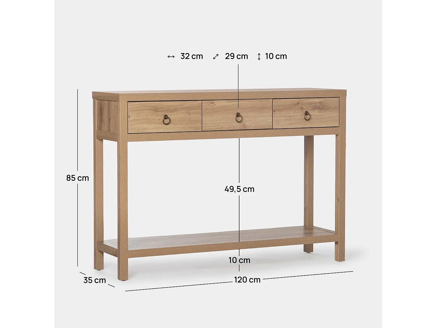 Mueble recibidor de Madera Natural 85 cm x 120 cm- Livorno