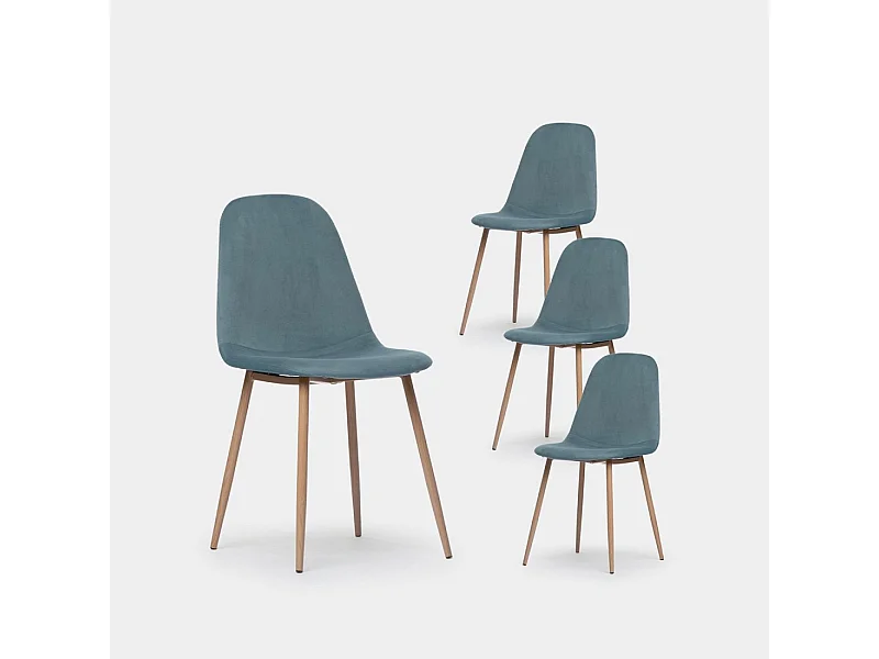 Chaise de salle à manger en velours bleu sarcelle 45x86 cm-Ellis