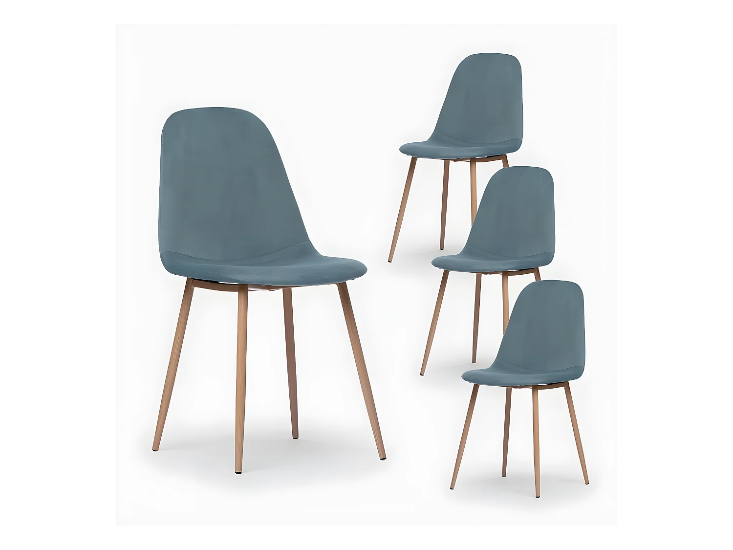 Chaise de salle à manger en velours bleu sarcelle 45x86 cm-Ellis