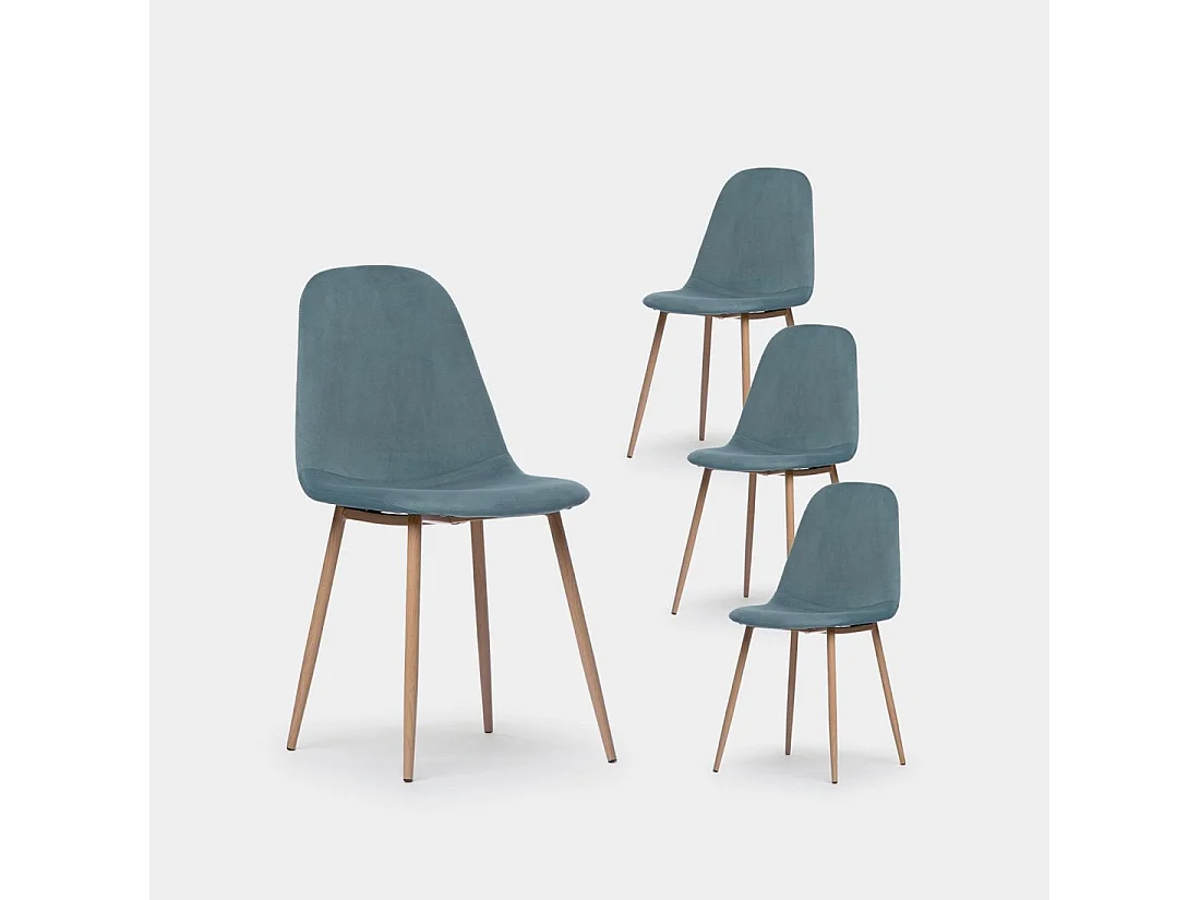 Chaise de salle à manger en velours bleu sarcelle 45x86 cm-Ellis