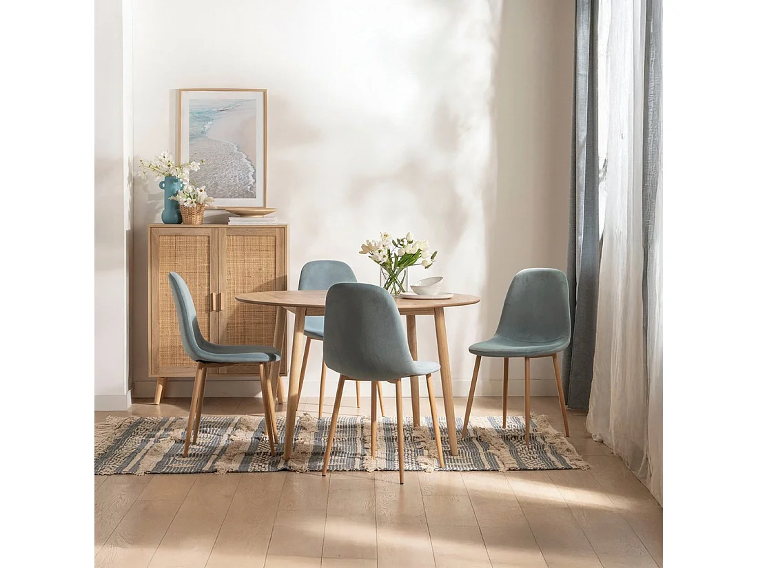 Chaise de salle à manger en velours bleu sarcelle 45x86 cm-Ellis