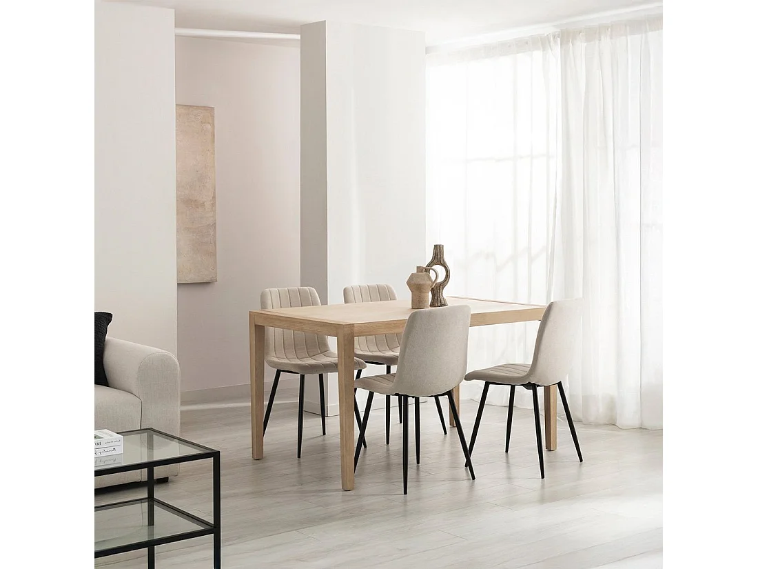 Chaise de salle à manger en tissu beige 45x92 cm-Robbie