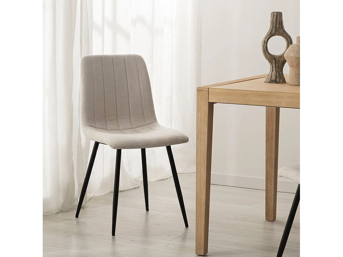 Chaise de salle à manger en tissu beige 45x92 cm-Robbie