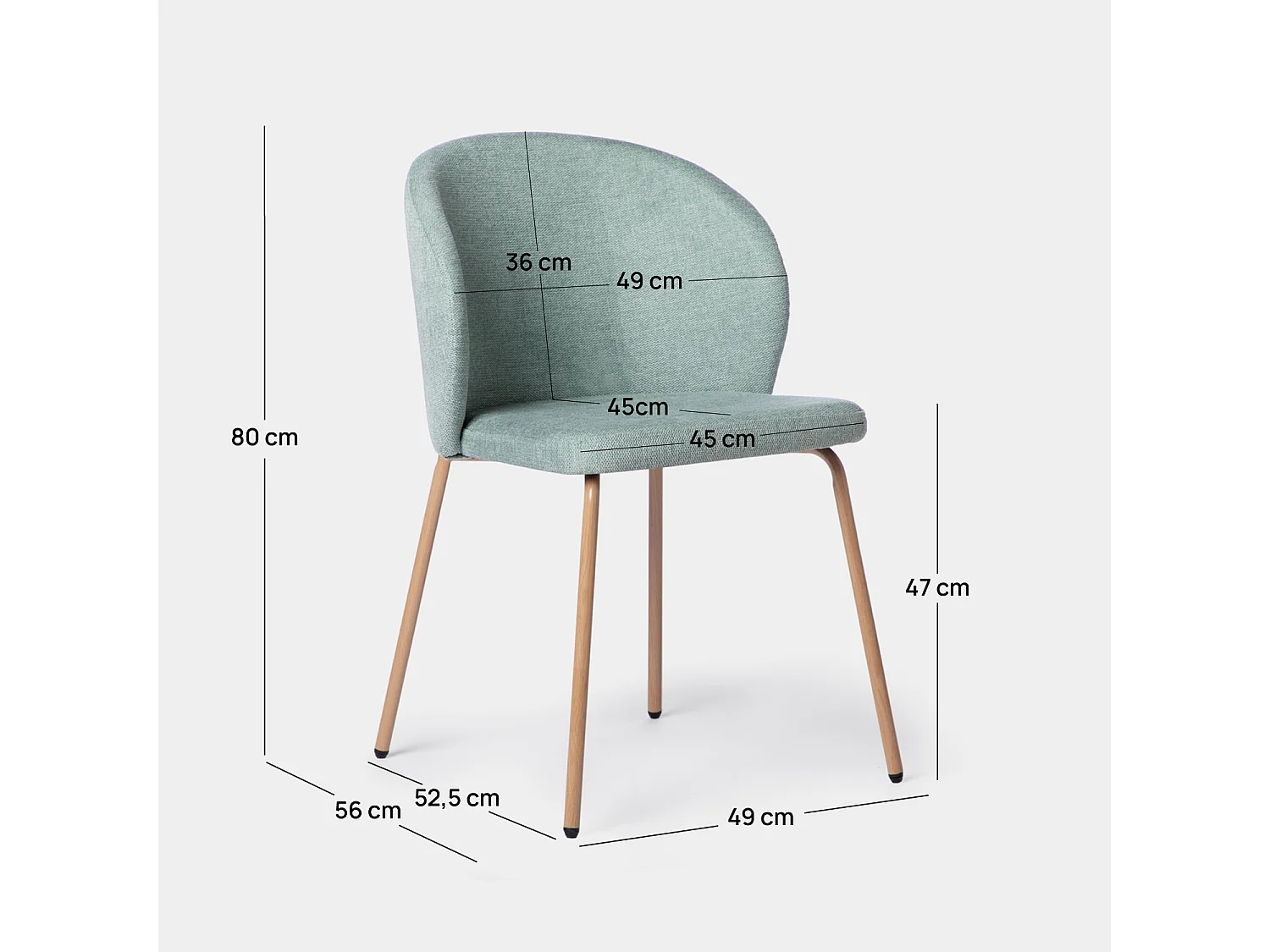 Packs 4 sillas Menta 49 x 80 cm