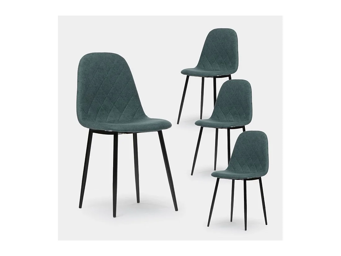 Chaise de salle à manger en tissu vert foncé 45x86 cm-Ellis