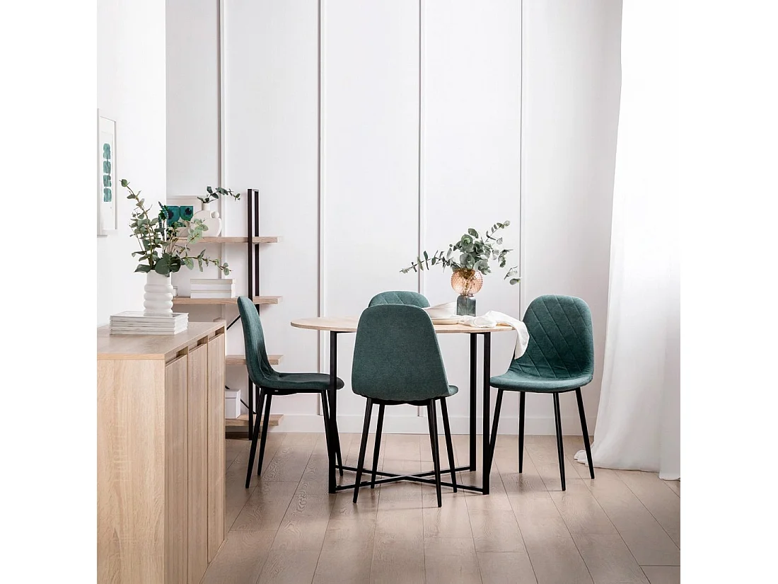 Chaise de salle à manger en tissu vert foncé 45x86 cm-Ellis