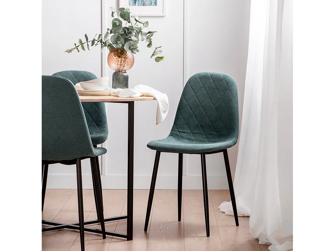 Chaise de salle à manger en tissu vert foncé 45x86 cm-Ellis