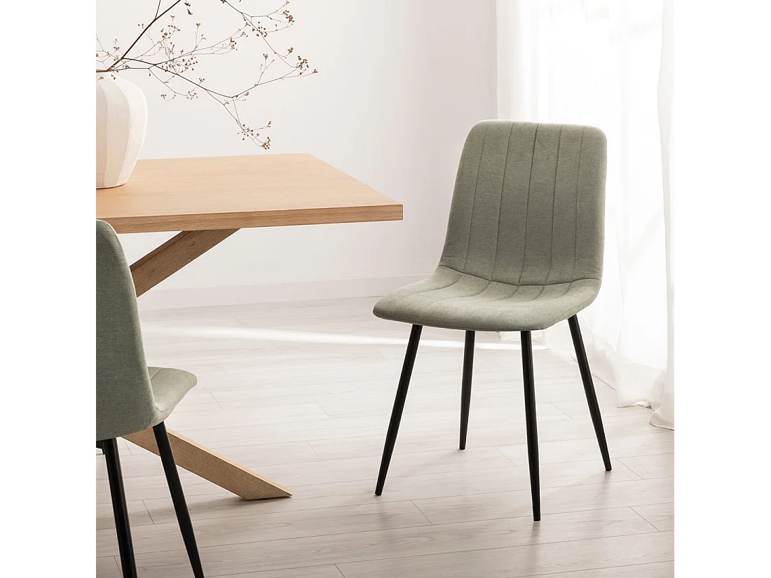 Chaise de salle à manger en tissu vert 45x92 cm-Robbie