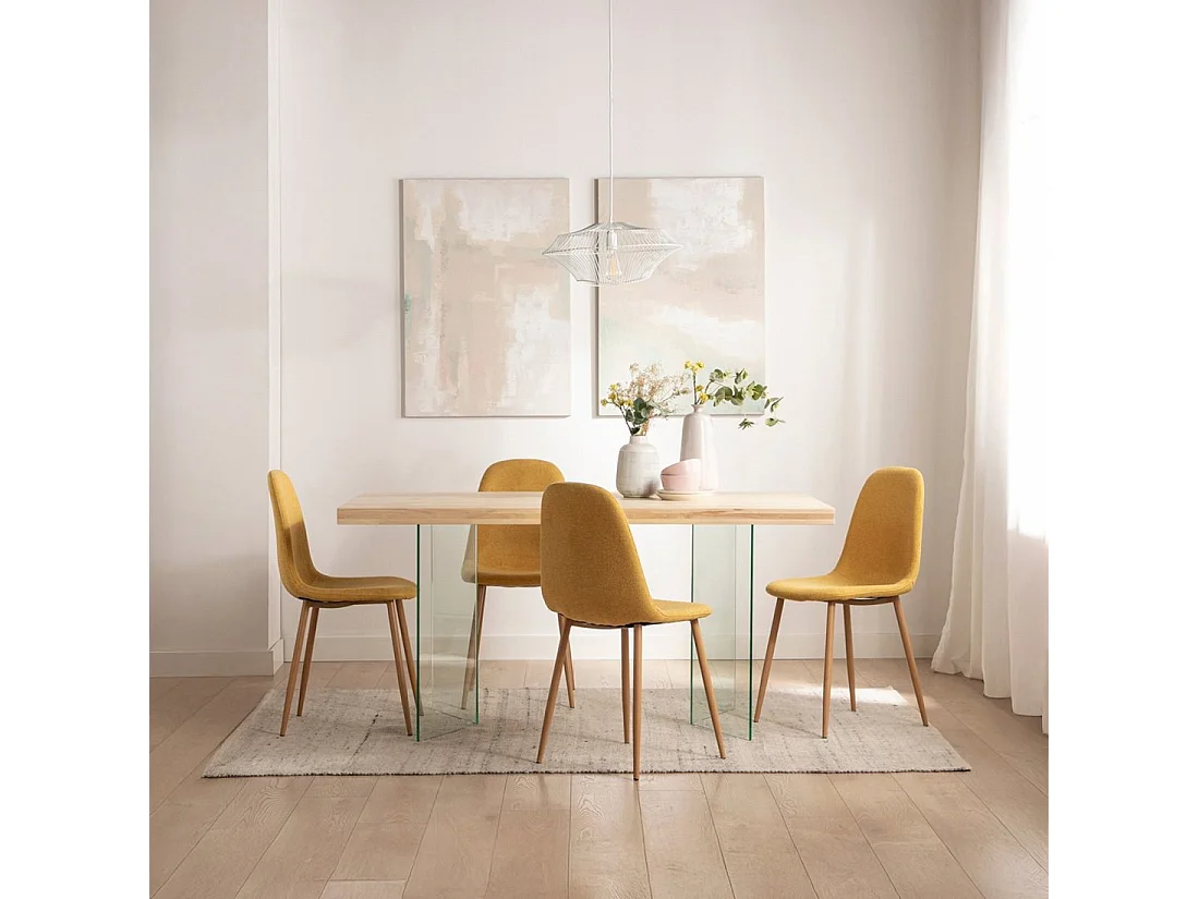 Chaise de salle à manger en tissu moutarde 45x86 cm-Ellis