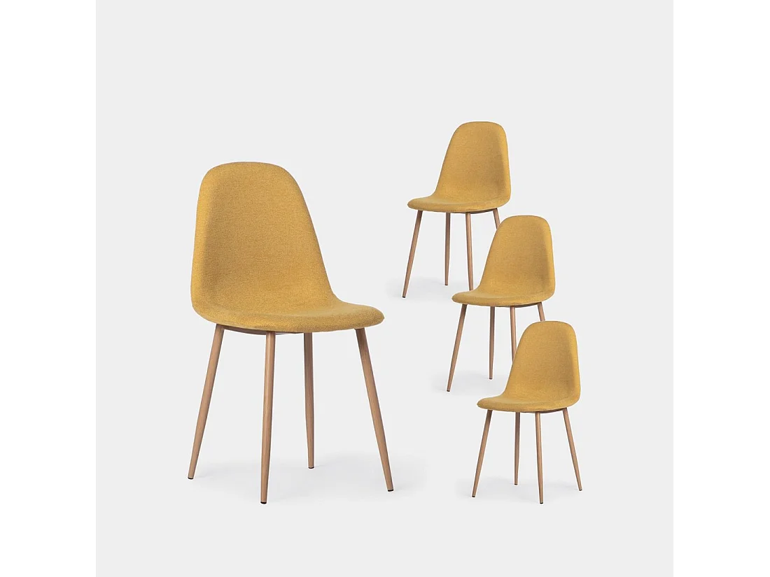 Chaise de salle à manger en tissu moutarde 45x86 cm-Ellis