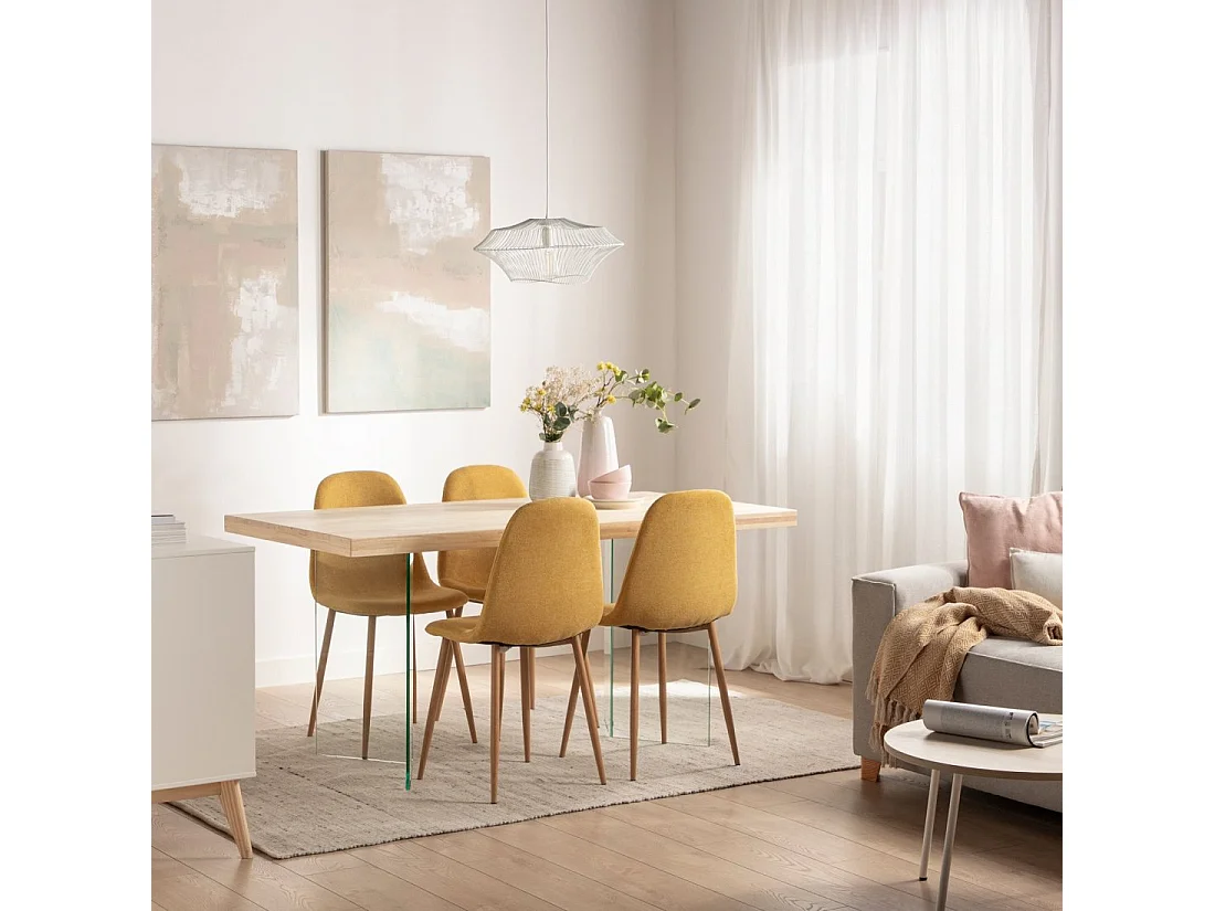 Chaise de salle à manger en tissu moutarde 45x86 cm-Ellis