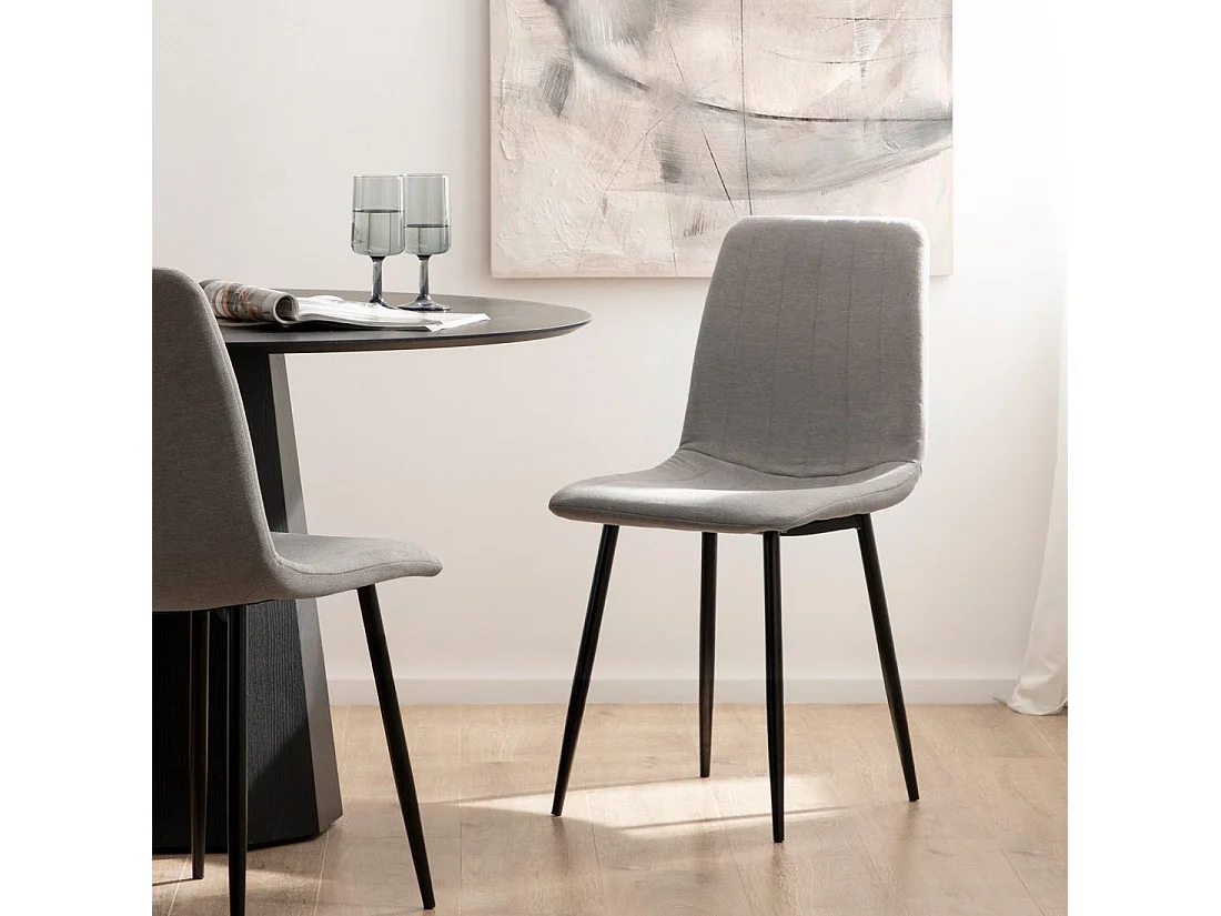 Chaise de salle à manger en tissu gris 45x92 cm-Robbie