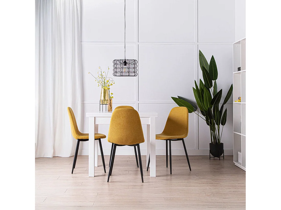 Chaise de salle à manger en tissu moutarde 45x86 cm-Ellis