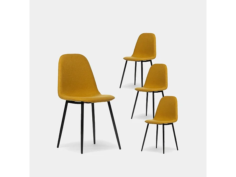 Chaise de salle à manger en tissu moutarde 45x86 cm-Ellis