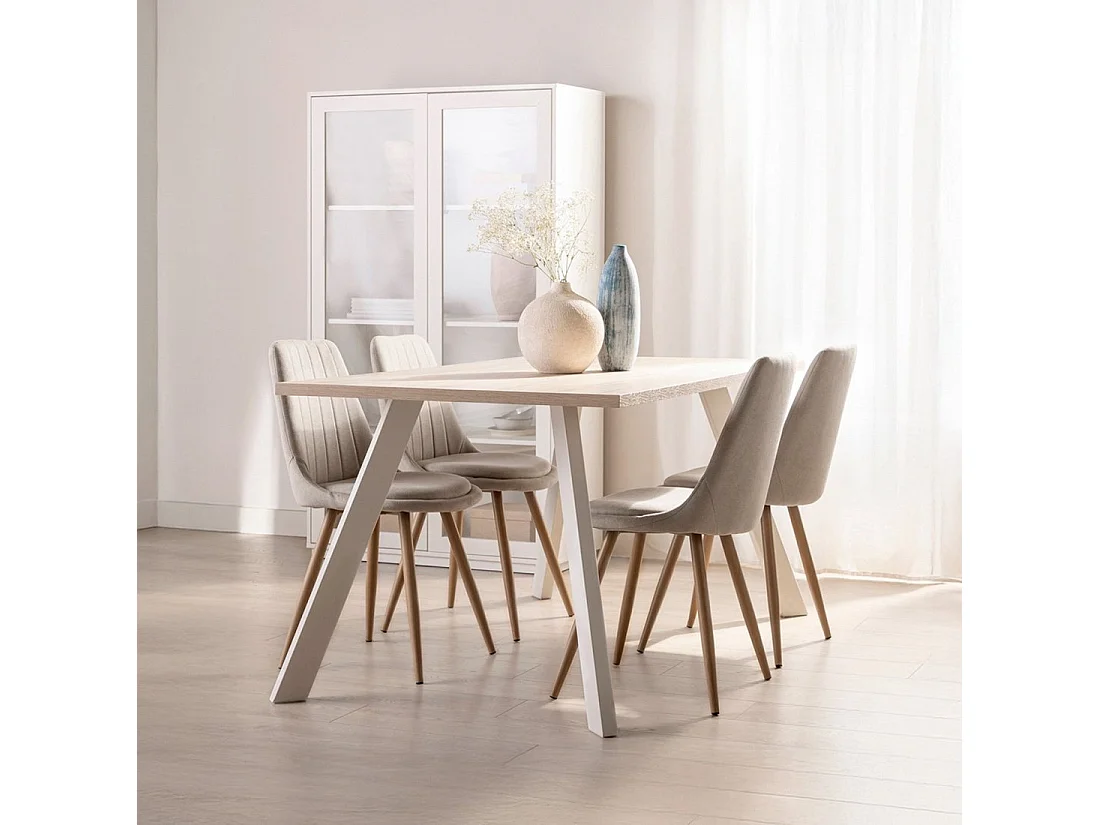 Chaise de salle à manger en tissu beige 47x87 cm-Ingrid