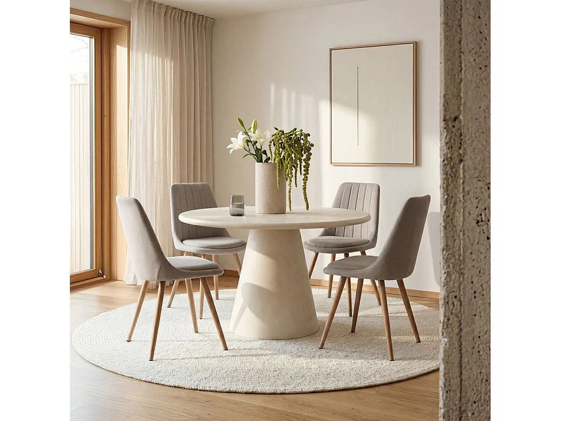 Chaise de salle à manger en tissu beige 47x87 cm-Ingrid
