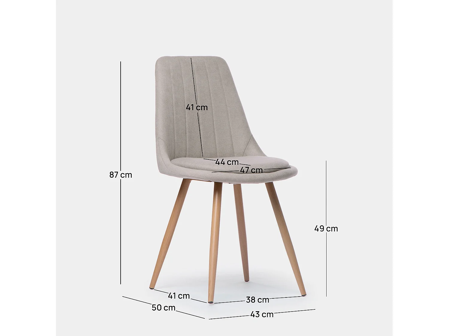 Chaise de salle à manger en tissu beige 47x87 cm-Ingrid