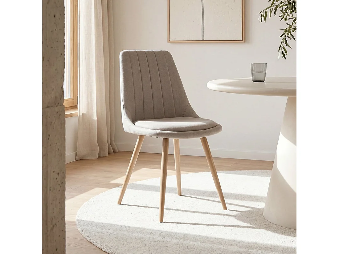 Chaise de salle à manger en tissu beige 47x87 cm-Ingrid