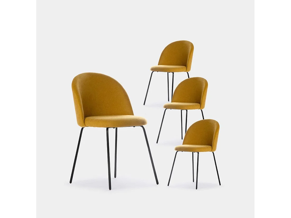 Chaise de salle à manger en tissu moutarde 48x81 cm-Olivia