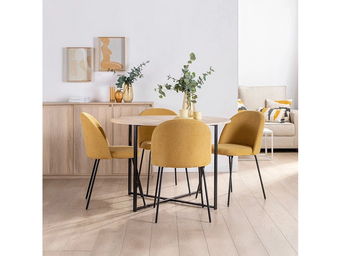 Chaise de salle à manger en tissu moutarde 48x81 cm-Olivia
