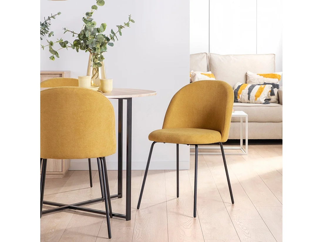 Chaise de salle à manger en tissu moutarde 48x81 cm-Olivia