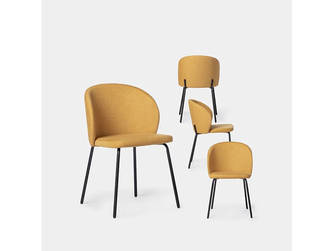 Chaise de salle à manger en tissu moutarde 49x80 cm-Norah