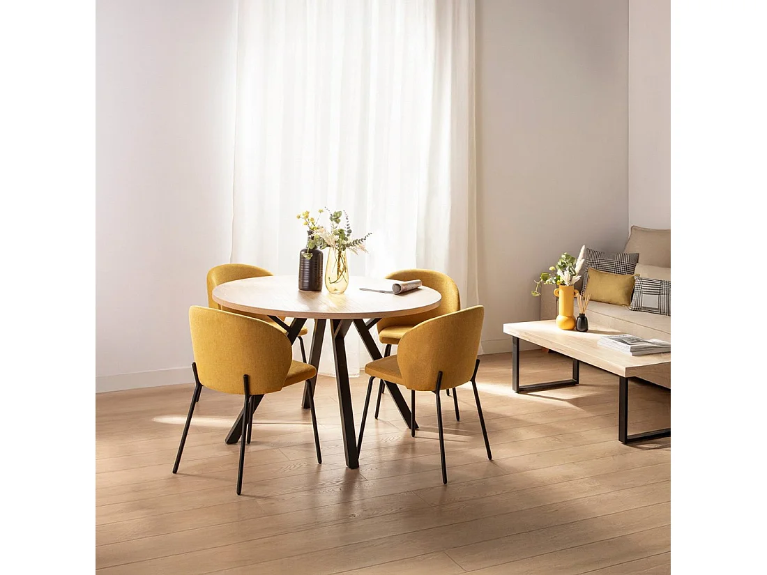 Chaise de salle à manger en tissu moutarde 49x80 cm-Norah