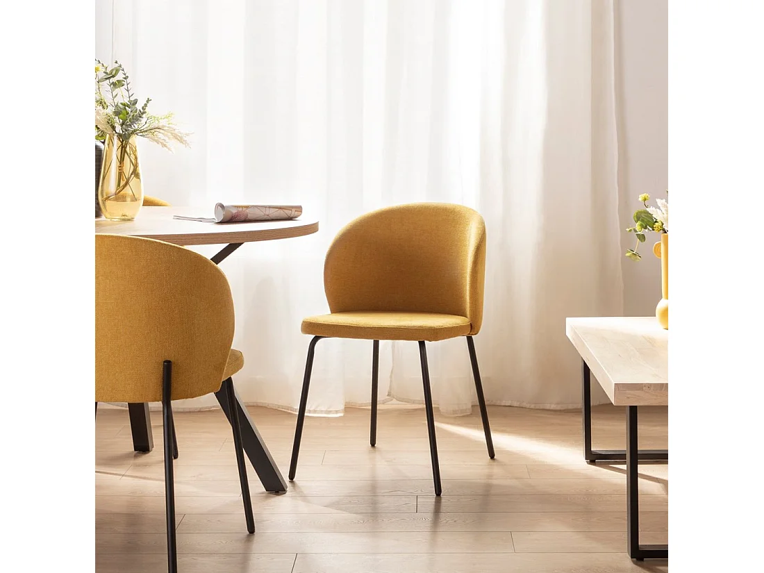 Chaise de salle à manger en tissu moutarde 49x80 cm-Norah