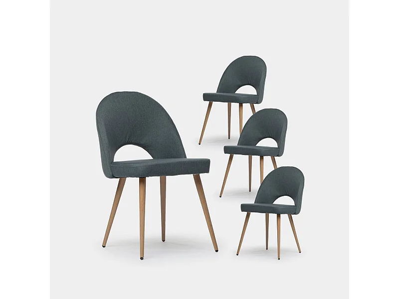 Chaise de salle à manger en tissu bleu 49x85 cm-Blair