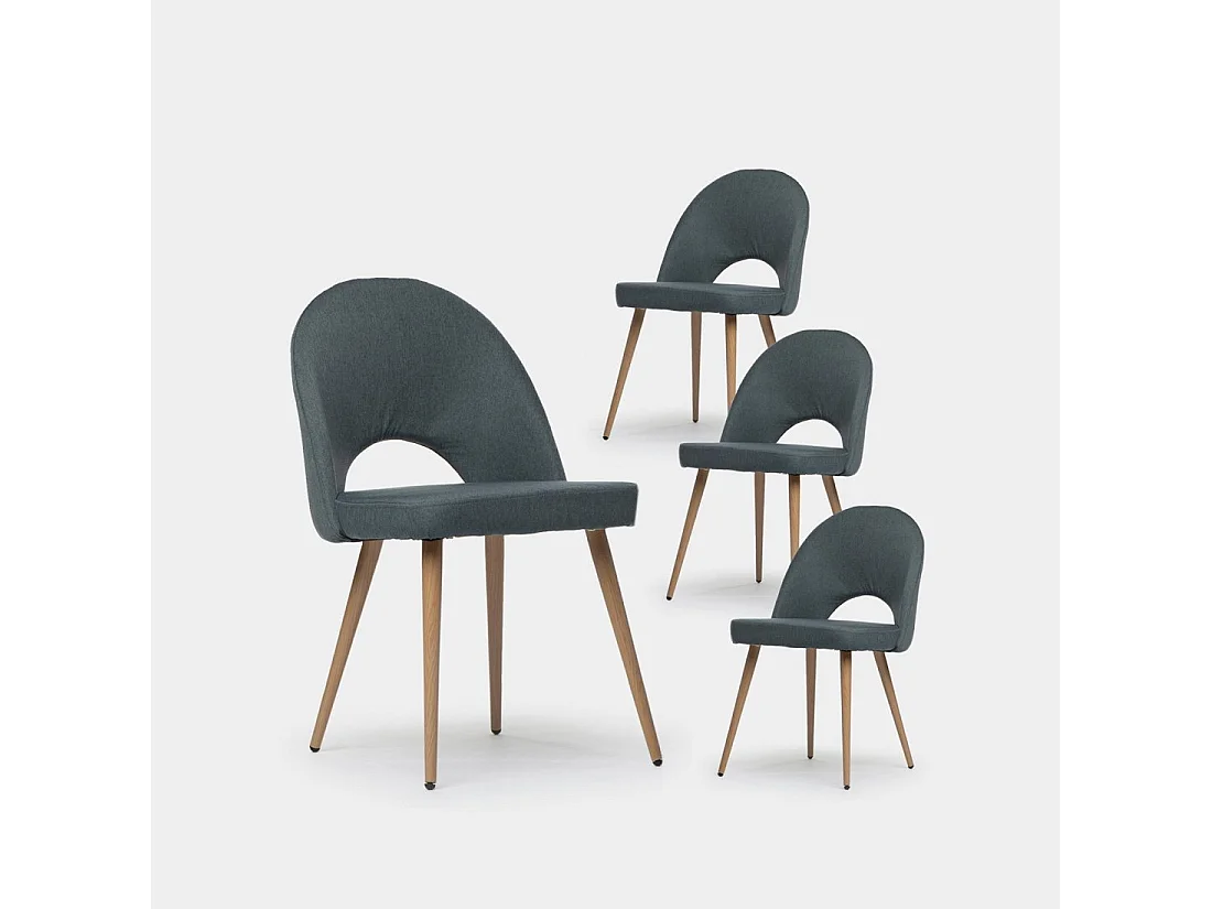 Chaise de salle à manger en tissu bleu 49x85 cm-Blair