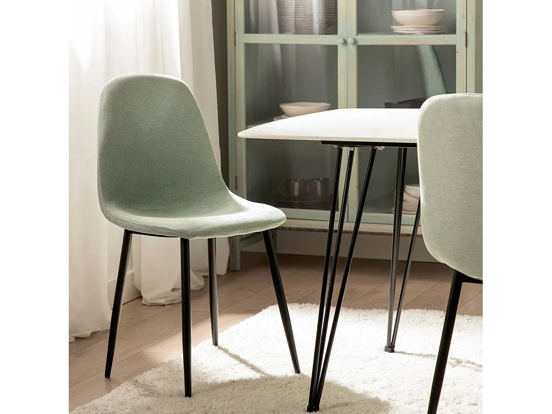 Chaise de salle à manger en tissu vert 45x86 cm-Ellis