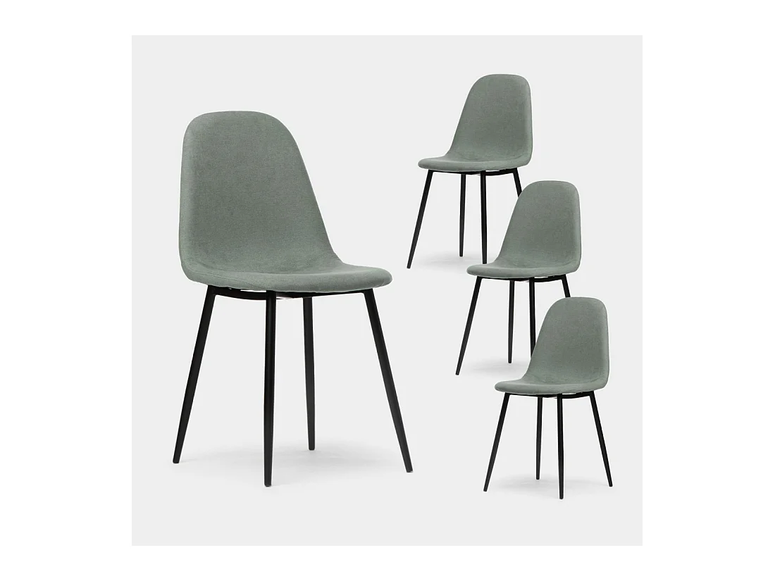 Chaise de salle à manger en tissu vert 45x86 cm-Ellis