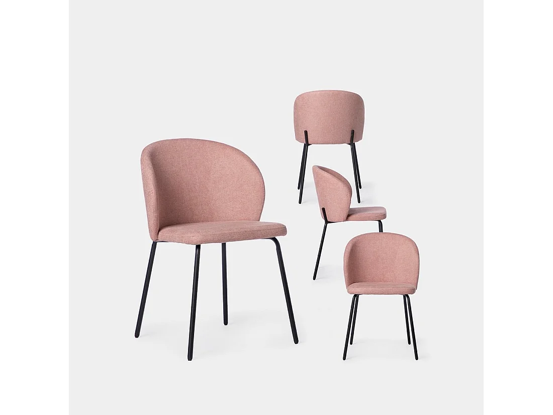 Chaise de salle à manger en tissu rose 49x80 cm-Norah