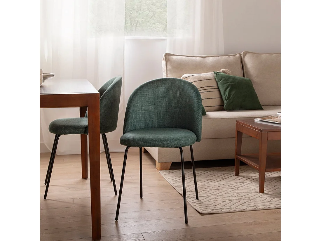 Chaise de salle à manger en tissu vert foncé 48x81 cm-Olivia