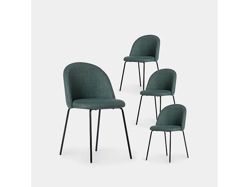 Chaise de salle à manger en tissu vert foncé 48x81 cm-Olivia